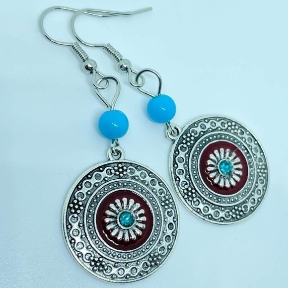 Dangle Earrings with Enamel Detail - Picture 7 of 10